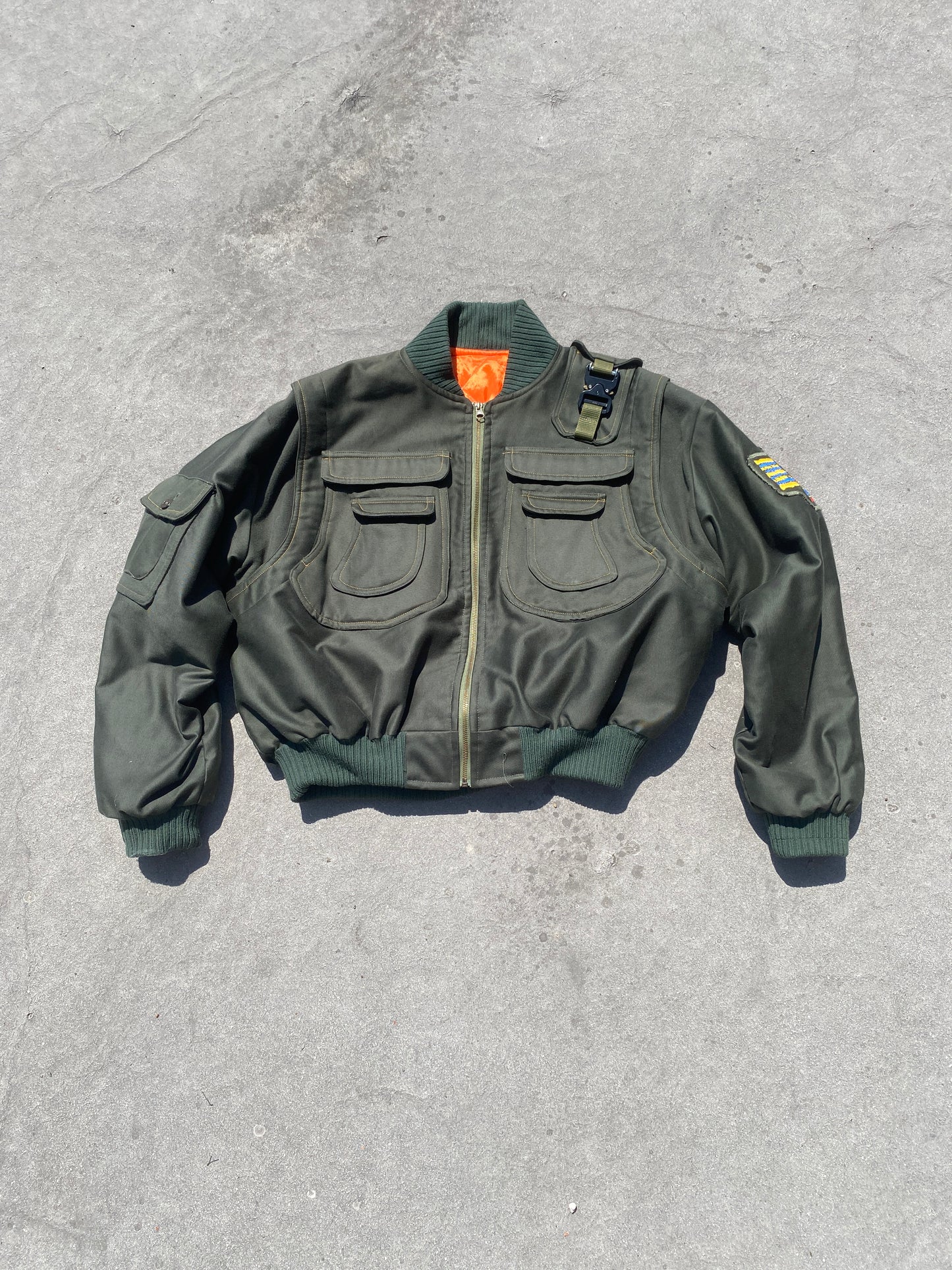 Green army bomber jacket