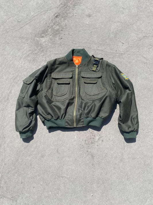 Green army bomber jacket