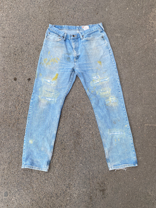yellow mended vintge wrangler