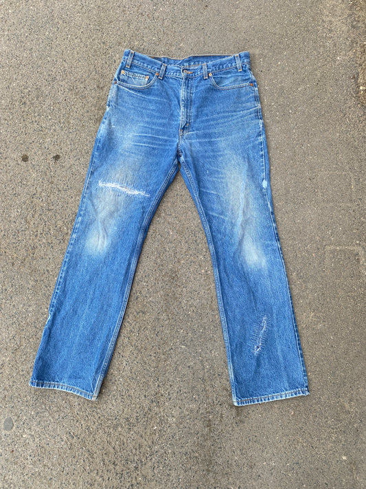 blue mended vintage Levi’s