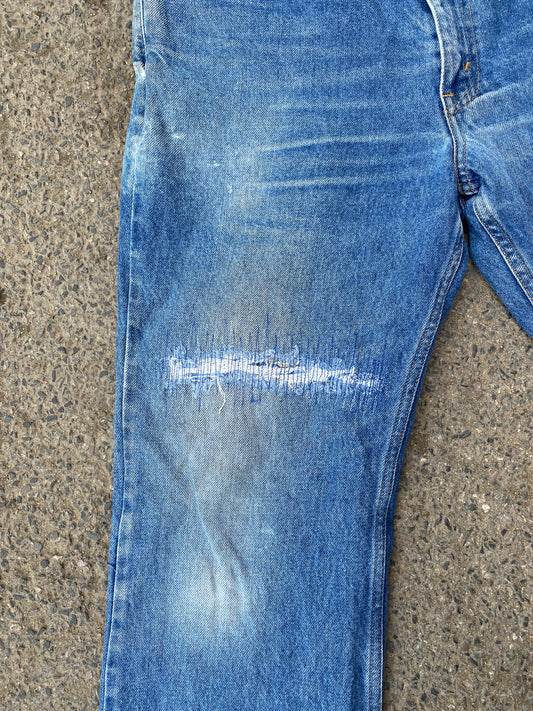 blue mended vintage Levi’s